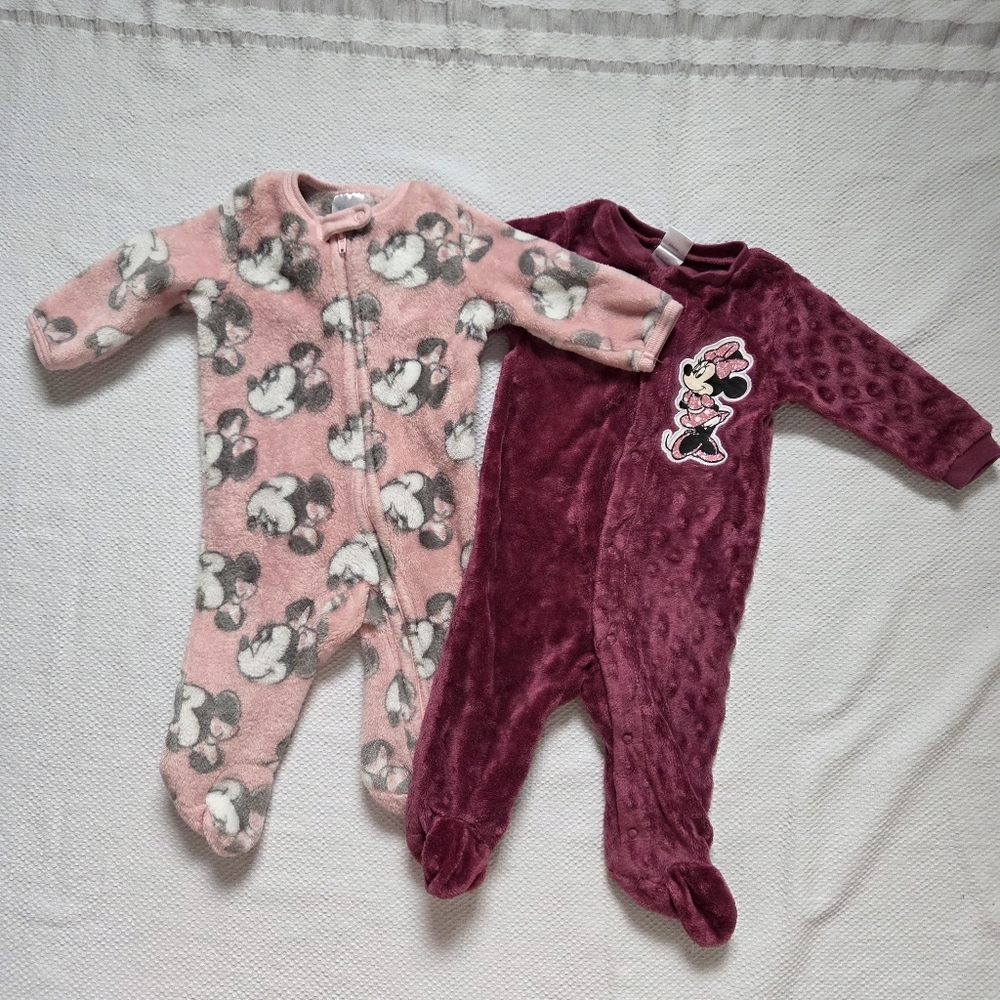 Disney Pink and Burgundy Baby Footies Set Minnie Mouse